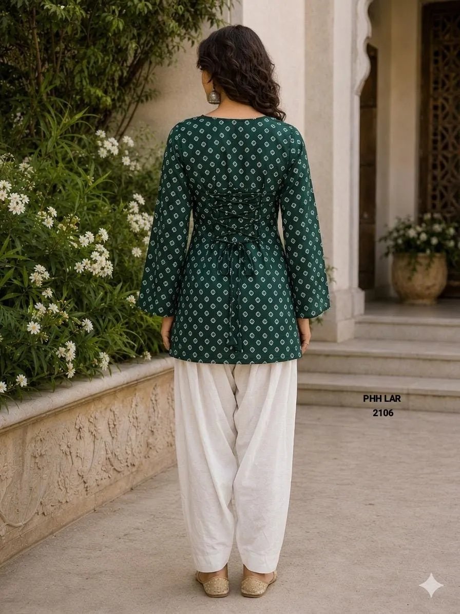 Heritage Pure Cotton Bandhej Print Sleeveless Kurti